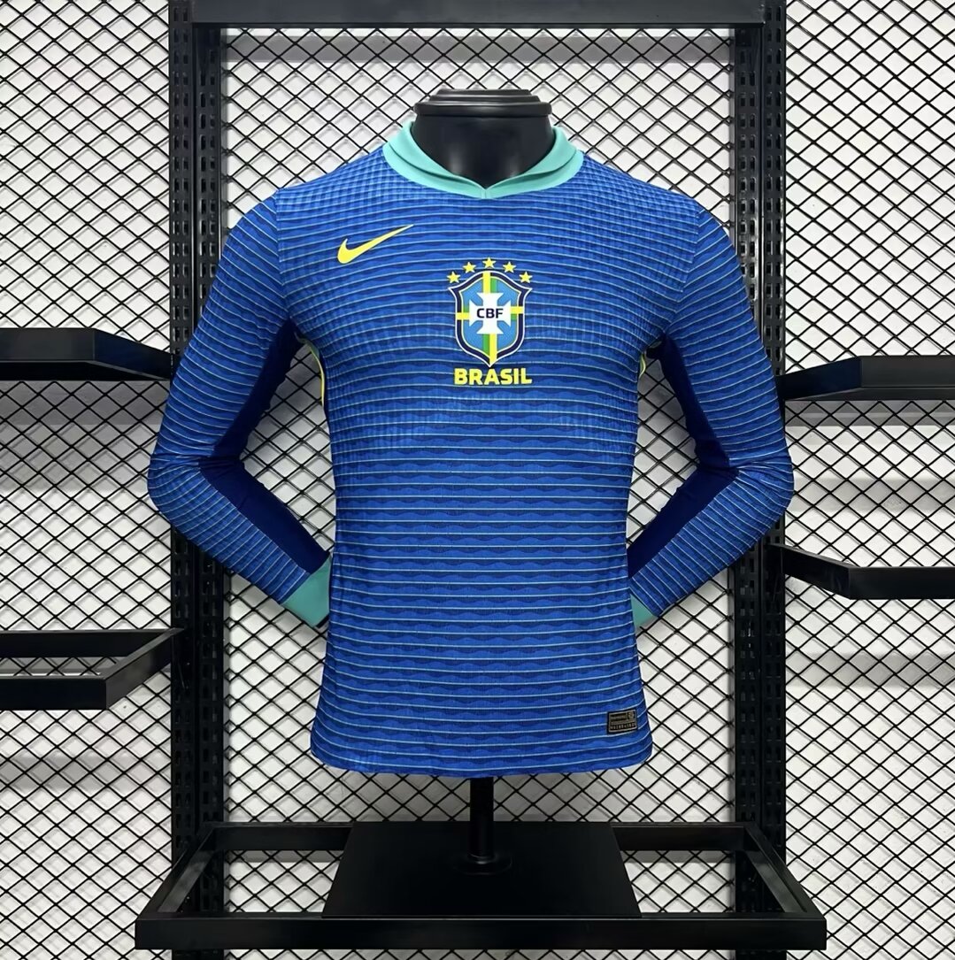 AAA Quality Brazil 2024 Away Blue Long Soccer Jersey(Player)